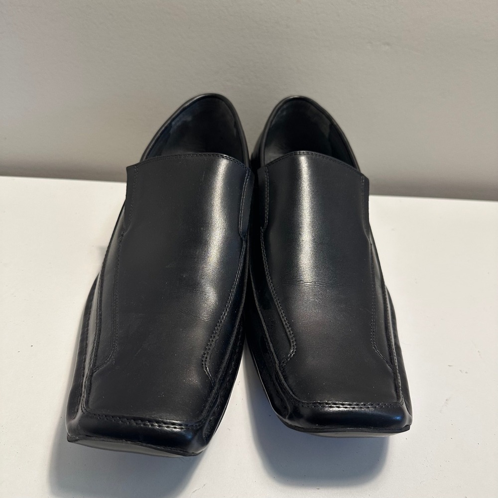 Giorgio Brutini Mens Black Leather Loafers Dress Shoes Slip On Size 9M